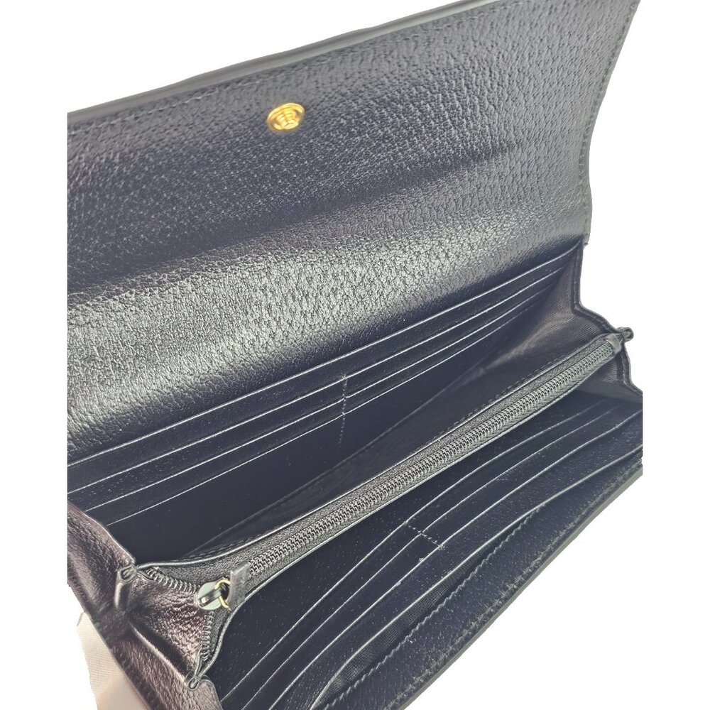 GUCCI Calfskin Web Ophidia Continental Wallet Black Striped Flap Leather GG Bag - Picture 13 of 16